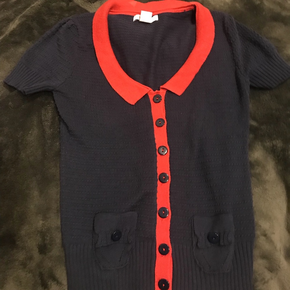 NWT red and blue babydoll sweater